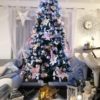 Umetno božično drevo Srebrni bor z ledenimi kristali 220cm