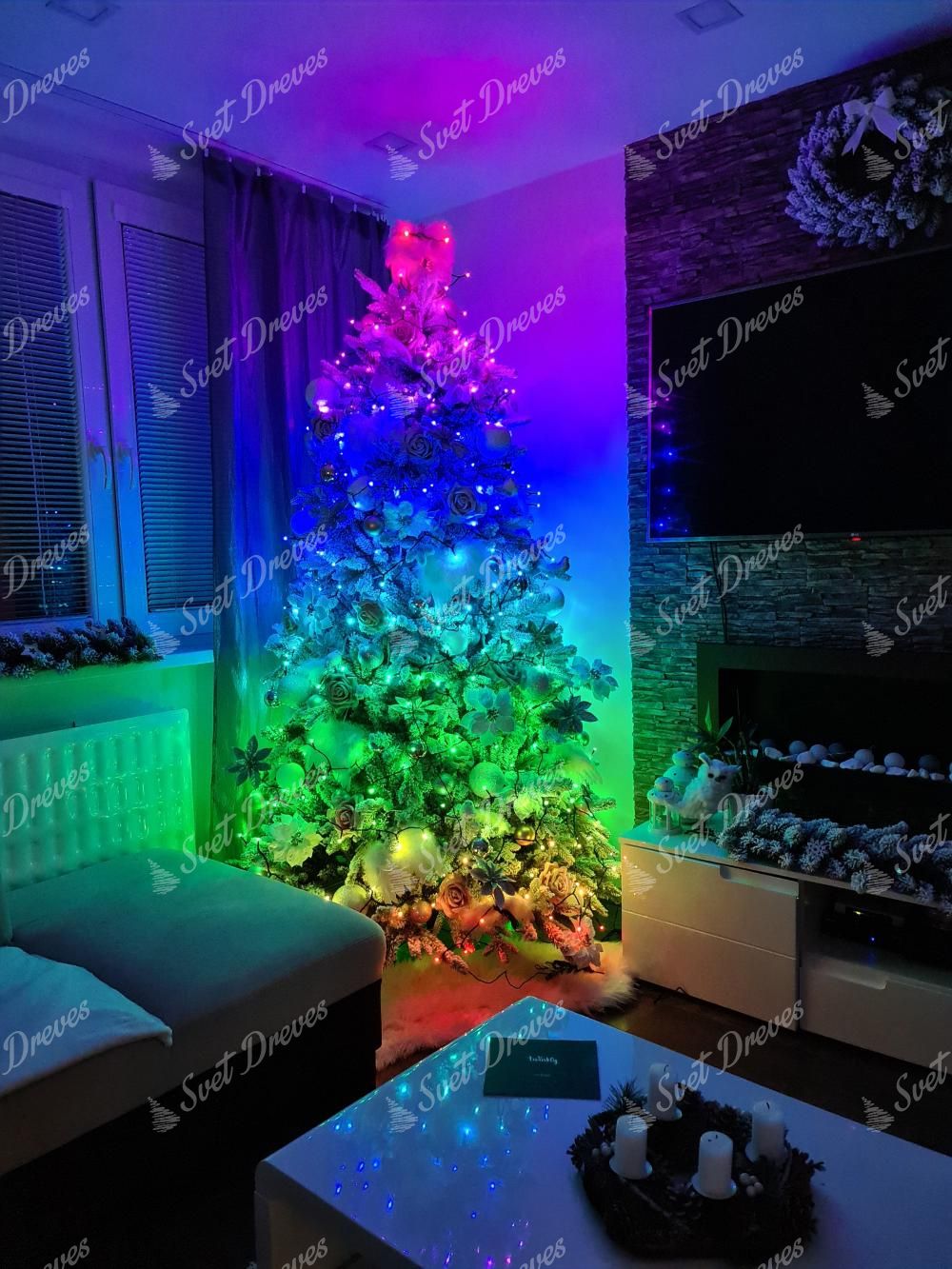 Barvna LED osvetlitve na drevo TWINKLY