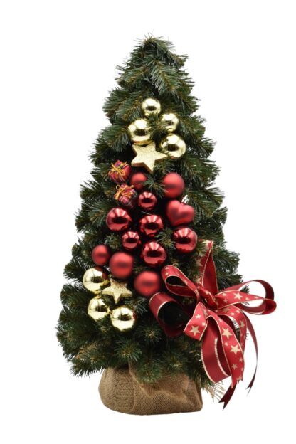 Majhno božično drevo, okrašeno Zlato-rdeče 50cm