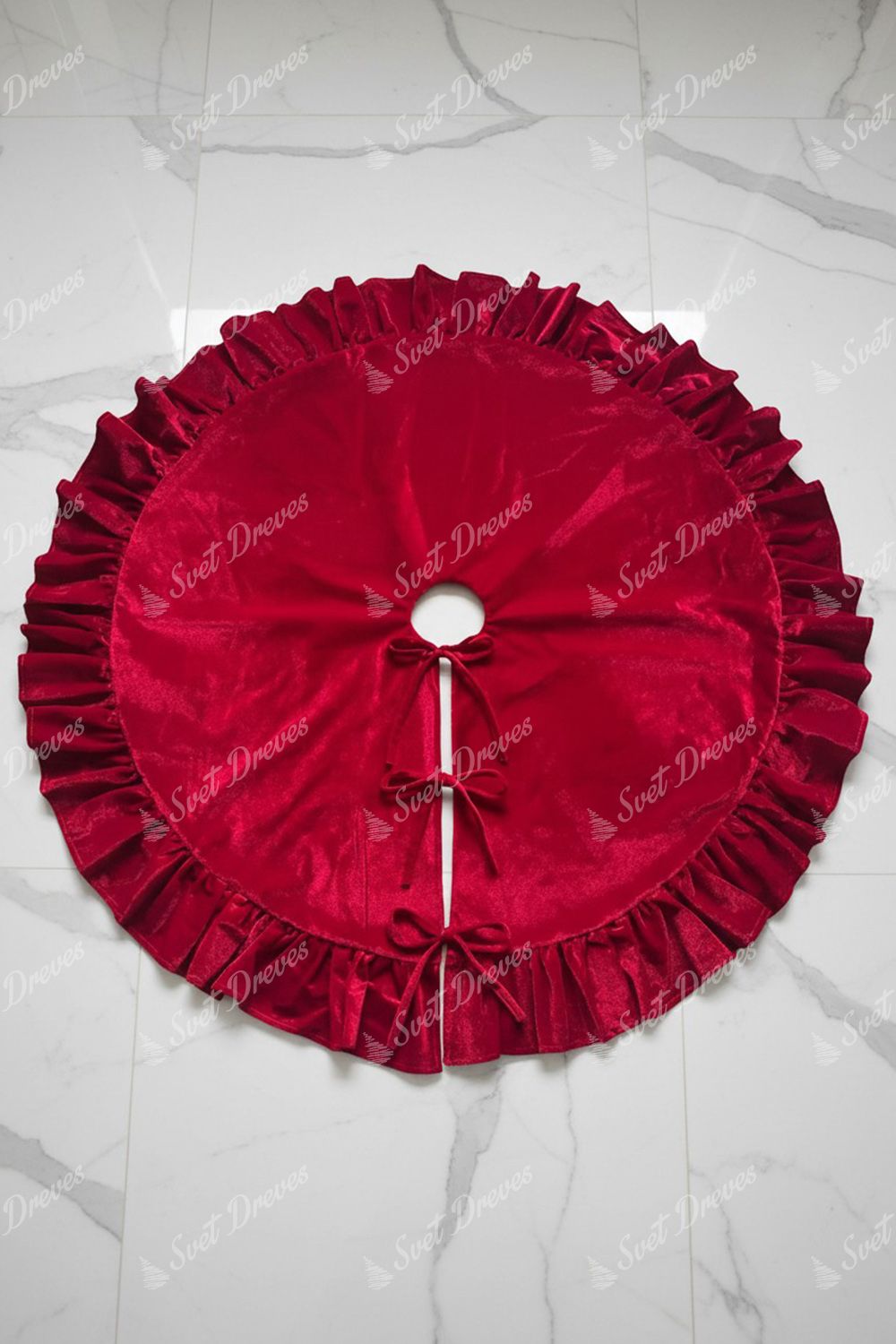 Žameten rdeč pregrinjalo za pod božično drevo 90cm
