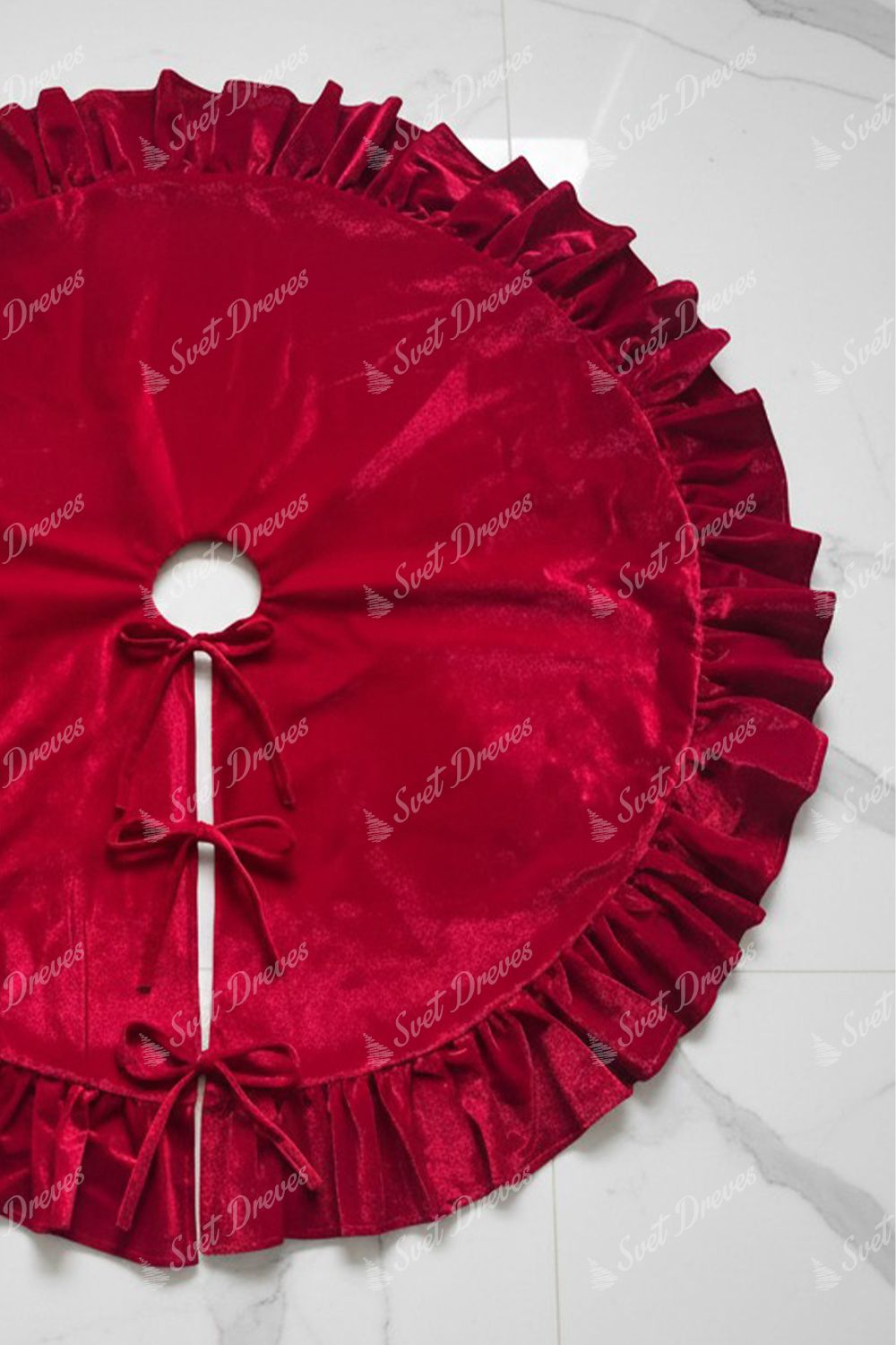 Žameten rdeč pregrinjalo za pod božično drevo 90cm